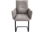 Freischwinger K+W KOMFORT & WOHNEN, grau (hellgrau, schwarz), B:61cm H:95cm T:60cm, Stühle, Freischwinger, Freischwinger, Gestell in Metall schwarz, Steppung im Sitz und Rücken