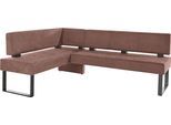 Eckbank OTTO HOME "Oliver mit Metallgestell, Küchenbank", braun (braun, schwarz), B:200cm H:89cm T:160cm, Holzwerkstoff, Massivholz, Polyester, Sitzbänke, Eckbank, verschiedene Bezüge Cord Esszimmerbank OTTOs Choice