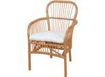 Esszimmersessel, beige (cremefarben, mit weißem sitzkissen), B:60cm H:85cm T:65cm, Stoffbezug 100% Polyester, HOFMANN LIVING AND MORE, Sessel, Esszimmersessel, Handgeflochten