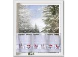 Scheibengardine WECKBRODT "Wichtel im Schnee", bunt (multi), B:120cm H:45cm, Microfaser, Polyester, Gardinen, Scheibengardine, Bistro, Microsatin, Weihnachten, HxB 45x120cm, Gardine, Store