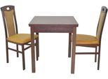 Essgruppe "3tlg. Tischgruppe", gelb (nussbaum, nachbildung, gelb, nussbaum, nachbildung), B:45cm H:95cm T:48cm, FSC-zertifiziertes Massivholz, HOFMANN LIVING AND MORE, Sitzmöbel-Sets, Essgruppe, Stühle montiert