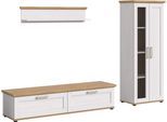 Wohnwand HOME AFFAIRE "Cosenza", sibu lärche nachbildung, B:240cm H:161cm T:40cm, Kastenmöbel-Sets, Wohnwand, Cosenza, Breite: 336 cm, Vitrine, Lowboard, Wandboard