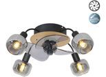 NÄVE Deckenleuchte "Fumoso Deckenventilator", schwarz, 4, Ø 56cm H: 20cm, 1 Stk., Leuchten, Deckenlampe, Ventilator, Fernbedienung, 4flg., E14 exkl., Glasschirme, Deckenleuchte