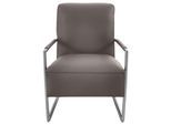 Cocktailsessel K+W KOMFORT & WOHNEN, braun (sattel), B:62cm H:77cm T:83cm, Sessel, Cocktailsessel, mit bezogenen Armlehnen, Gestell in Metall Edelstahloptik