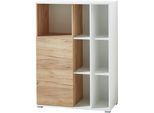 Aktenschrank GERMANIA "GW-Lioni", weiß (weiß, navarra, eiche, nachbildung), B:85cm H:120cm T:40cm, Holzwerkstoff, Schränke, Aktenschrank, in 2 Höhen, Stauraum, Push-to-open, Breite 85 cm, Made in Germany