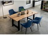 Essgruppe SALESFEVER "Esszimmerausstattung aus Holz und Metall", blau (natur, blau, schwarz, blau, schwarz), Samt, 180,90, Massivholz, Metall, Polyester, Sitzmöbel-Sets, Essgruppe