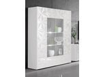 Vitrine HOME AFFAIRE "Prisma Höhe 166 cm, Breite 121 cm, Stauraumvitrine mit 2 Türen", weiß (weiß hochglanz lack, weiß, grau mit siebdruck hochglanz lack), Schränke, Vitrine, Standvitrine - Front mit elegantem Siebdruck, grifflos, viel Stauraum