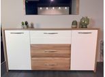 Kommode OTTO HOME "Gala, melaminbeschichtet und beige hochglänzend UV lackiert", beige (beige, pacific walnut), B:170cm H:83cm T:46cm, Holzwerkstoff, MDF, Sideboards, Kommode, 2trg., mit 4 Schubladen, klassische Rahmenoptik, FSC-zertifiziert