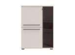 Highboard OTTO HOME "Opera Sideboard, Kommode, Glastür mit Aluminiumrahmen", cashmere farbe, B:90cm H:123cm T:41cm, Glas, Holzwerkstoff, MDF, Sideboards, Highboard, UV lackiert, Soft Close Funktion, Höhenverstellbare Füße