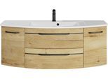 Saphir "Serie 7045 Mineralmarmor-Waschtisch und Unterschrank, 131 cm breit" Waschplatz mit 2 Schubladen, 2 Türen, Badmöbel Set mit Waschtisch