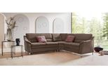 Ecksofa HOME AFFAIRE "Cardoso L-Form", braun, B:260cm H:90cm T:230cm, Luxus-Microfaser ALTARA NUBUCK (100% Polyester);Luxus-Microfaser weich (90% Polyester, 10% Polyamid);Struktur (52%Polyester, 35% Acryl, 13%Cotton);Luxus-Microfaser Lederoptik (100% Polyester), Sofas, Ecksofa, mit Trapezecke für mehr Sitzkomfort, wahlweise auch mit Bettfunktion