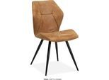 Esszimmerstuhl OMG DESIGN "Tesla", cognac, schwarz, cognac, B:52cm H:90cm T:62,5cm, Polyester, Stühle, Esszimmerstuhl, Esszimmerstuhl, pflegeleichter Bezug