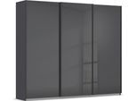 Schwebetürenschrank OTTO HOME "Kleiderschrank Schrank Garderobe AGORDO mit Glasfront", grau (graumetallic, glas basalt), B:271cm H:229cm T:62cm, Holzwerkstoff, Schränke, Schwebetürenschrank, durchdachte Innenausstattung, in 4 Breiten und 2 Höhen MADE IN GERMANY
