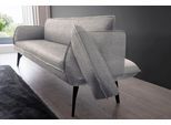 Polsterbank K+W KOMFORT & WOHNEN "Drive", grau (lightgrau 85), B:218cm H:91cm T:66cm, Cloud: Nappaleder pigmentiert, Glattleder, 0, 9/1, 1mm, elegantes Leder mit Wolkung und weichen Griff; 775: Flachgewebe, 100% Polyester, Sitzbänke, Polsterbank, mit Seitenteilverstellung, wahlweise in 218 oder 238 cm Breite