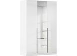 Drehtürenschrank OTTO HOME "Kleiderschrank Schrank Garderobe AGORDO mit Dekor- oder Hochglanzfront", weiß (alpinweiß, hochglanz weiß), B:136cm H:229cm T:54cm, Holzwerkstoff, Schränke, Drehtürenschrank, mit Außenschubkästen, in 7 Breiten und 2 Höhen MADE IN GERMANY