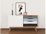 Sideboard WOODMAN "Hilla", blau (eiche, blau, braun), B:130cm H:71cm T:45cm, Sideboards, Sideboard, Kommode im angesagten skandinavischen Look, Breite 130 cm, FSC