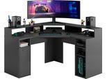 Gamingtisch FMD "Eckschreibtisch Zocker 2", grau (anthrazit, anthrazit, anthrazit), B:136,6cm H:90,3cm, Tische, Gamingtisch