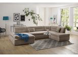 Wohnlandschaft HOME AFFAIRE "Avesa U-Form", braun (coffee), B:355cm H:80cm T:216cm, 95% Polyester, 5% Polyacryl, Sofas, Wohnlandschaft, Wahlweise mit Armteilverstellung und Bettfunktion, B/T/H: 355/216/80cm