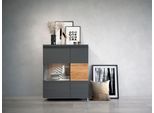 Vitrine OTTO HOME "Onyx", grau (anthrazit, walnussfarben hochglanz), B:93,2cm H:116,3cm T:40cm, Holzwerkstoff, Schränke, Vitrine, mit Soft-Close-Funktion