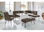 Eckbank EXXPO - SOFA FASHION "Doppio, Chesterfield Optik, komfortabel und bequem, hohe Designfüße", grau (taupe), B:158cm H:90cm T:236cm, 100% Polyester, Sitzbänke, Eckbank, Frei im Raum stellbar