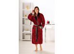 Unisex-Bademantel GÖZZE "Seidenfeeling, ideal für Sauna & Spa, Hotelbademantel, Morgenmantel" Gr. XL, rot, L:125cm, Wellsoft-Microfaser, Hausmäntel, Unisex-Bademantel, für Damen & Herren, mit edlem Glanz, lang