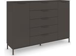 Kombikommode RAUCH "Kommode Türkommode Sideboard Kombikommode FLIPP", grau (graphit), B:160cm H:111cm T:42cm, Holzwerkstoff, Sideboards, Kombikommode, 2-türig mit 5 Schubladen und Soft-Close-Funktion in zwei Breiten