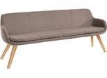 Essbank MUSTERRING "Tavia", grau (taupe, eiche bianco), B:220cm H:87cm T:66cm, 100% PES, Sitzbänke, Essbank, Stativgestell aus Eiche bianco massiv, Breite 180, 200 oder 220 cm