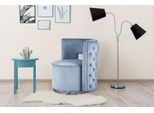 Sessel KAYOOM "Drehsessel Beverly 125, drehbar, Gestell aus Eisen,samtige Oberfläch", blau (hellblau), B:74cm H:77,5cm T:66,5cm, Bezug:Polyester (Samt) Korpus:MDF, Sperrholz Gestell:Eisen;Bezug:Polyester (Samt) Korpus:MDF, Sperrholz Gestell:Eisen, Sessel, Sessel, rund, glamourös, gesteppter Rücken, abgerundete,Drehsessel