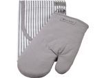 Grillhandschuhe ROSS "Exclusiv", silber (silberfarben), 100% Baumwolle, Topflappen, Grillhandschuhe, inkl. Latzschürze, 100% Baumwolle