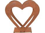 Regal "Herzilein, Weihnachtsdeko aussen", braun (rostbraun), B:92cm H:86cm T:27cm, Eisen, HOFMANN LIVING AND MORE, Regale, Regal, für Holz, aus Eisen mit rostiger Oberfläche