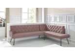 Eckbank EXXPO - SOFA FASHION "Doppio, Chesterfield Optik, komfortabel und bequem, hohe Designfüße", pink (powder pink), B:197cm H:90cm T:255cm, 100% Polyester, Sitzbänke, Eckbank, Frei im Raum stellbar
