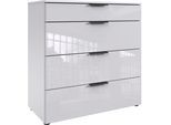 Schubkastenkommode WIMEX "Level36 black C by fresh to go", weiß (weiß, glas weiß), B:81cm H:84cm T:41cm, Holzwerkstoff, Sideboards, Schubkastenkommode, mit Glaselementen auf der Front, soft-close Funktion, 81cm breit