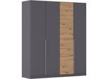 Drehtürenschrank RAUCH "Kleiderschrank Schrank Garderobe Wäscheschrank Schlafzimmer BELLEZZA", grau (graumetallic, eiche artisan), B:181cm H:210cm T:54cm, Holzwerkstoff, Schränke, Drehtürenschrank, inkl. Schubkasteneinsatz, Wäscheeinteilung und weiterem Zubehör