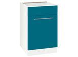 Spülenschrank WIHO KÜCHEN "Flexi2", blau (front: ozeanblau, korpus: weiß), B:50cm H:82cm T:57cm, Schränke, Spülenschrank, Breite 50 cm
