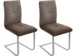 Freischwinger K+W KOMFORT & WOHNEN "Giacomo II", braun (braun, edelstahloptik, braun), B:46cm H:90cm T:62cm, Polyester, Stühle, Freischwinger, mit Metallgriff am Rücken, Sitz und Rücken gesteppt in Materialmix