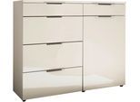 Kombikommode WIEMANN "Como", champagner, dekor, glas champagner, schiefer, B:100cm H:91,2cm T:43cm, Floatglas, Holzwerkstoff, Metall, Sideboards, Kombikommode, vormontiert