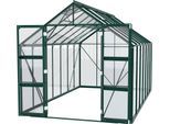 Gewächshaus VITAVIA "Domus 11500", grün (smaragdgrün), B:257cm H:253,9cm T:449cm, Gewächshäuser, Gewächshaus, Doppelschwingtüren und bodentiefer Türschwelle, 3 mm Sicherheitsglas