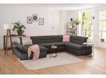 Wohnlandschaft HOME AFFAIRE "Avesa U-Form", braun (schlamm), B:355cm H:80cm T:216cm, 100% Polyester, Sofas, Wohnlandschaft, Wahlweise mit Armteilverstellung und Bettfunktion, B/T/H: 355/216/80cm
