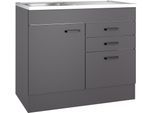 Spülenschrank OPTIFIT "OPTImulti", grau (anthrazit matt, anthrazit matt), B:100cm H:88,2cm T:60cm, Holzwerkstoff, Schränke, Spülenschrank, Breite 100 cm, Tiefe 60 cm, mit Spülenauflage
