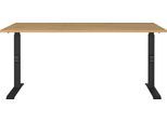 Schreibtisch GERMANIA "GW-Agenda", schwarz (grandson, eiche, nachbildung, schwarz, schwarz, grandson, eiche, nachbildung), B:160cm H:91cm T:80cm, Tische, Schreibtisch, höhenverstellbar von 68-91 cm, verfügbar in verschiedenen Breiten