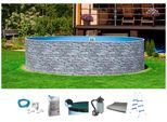 Rundpool MY POOL BWT "STONE 2", grau, H:110cm Ø:460cm, Schwimmbecken, Rundpool, Steindekor, in verschiedenen Farben