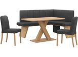 Eckbankgruppe OTTO HOME "Nina", schwarz (jet schwarz, dekor eiche ontario), B:185cm H:88cm T:150cm, 90% PES, 5% Nylon, 5% Rayon, Sitzmöbel-Sets, Eckbankgruppe, Sitzgruppe Esszimmer Stühle Tisch und Bank bequem gepolstert