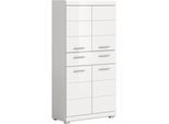 Midischrank WELLTIME "SIENA, Breite 74cm, 4 Türen, 1 Schubkasten, 4 Fächer, MDF-Front", weiß (weiß nb, weiß hochglanz mdf tz), B:74cm H:141cm T:31cm, FSC-zertifizierter Holzwerkstoff, Schränke, Midischrank, in verschiedenen Farben erhältlich, Badmöbel, Badschrank, Schrank, Bad