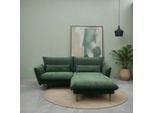 Ecksofa DOMO COLLECTION "Leuven kompakte Stellmaße, Breite 200 cm, schmale Armlehnen, L-Form", grün, B:200cm H:86cm T:159cm, 100% Polyester, Sofas, Ecksofa, angenehm feste Polsterung, bodenfrei, 19 cm hohe Holzfüße