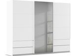 Schwebetürenschrank RAUCH "Kleiderschrank Schrank Garderobe ELARA Glastür/Grauspiegel", weiß (alpinweiß, grauspiegel), B:271cm H:210cm T:62cm, Holzwerkstoff, Schränke, Schwebetürenschrank, praktische Schubladen optional farblich abgesetzt MADE IN GERMANY