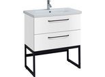 Waschtisch OPTIFIT "Yukon", weiß (weiß, weiß), B:80cm H:89,3cm T:45cm, Waschtische, Waschtisch, Breite 80 cm, mit Keramikbecken