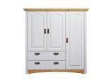 Wäscheschrank OTTO HOME "Konrad", weiß (weiß, natur), B:133cm H:132cm T:39cm, Massivholz, Schränke, Wäscheschrank, aus massiver Kiefer, mit viel Stauraum