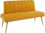 Sitzbank EXXPO - SOFA FASHION "Costa, moderne Rückensteppung, bequem und elegant, hoher Holzfuß", gelb (mustard), B:162cm H:92cm T:68cm, Struktur: Webvelour, 100% Polyester, Sitzbänke, Sitzbank, hochwertige Detailverarbeitung, Frei im Raum stellbar