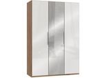 Kleiderschrank WIMEX "Level by fresh to go", braun (plankeneichefarben, weißglas), B:150cm H:216cm T:58cm, Schränke, Kleiderschrank, mit Glas- und Spiegeltüren