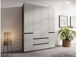 Kleiderschrank HOME AFFAIRE "GERMO mit 1 Einlegeböde, 2 Schubladen, 1 Kleiderstange, 90/51/230cm", weiß (nussbaum, grau), B:180cm H:230,5cm T:51,4cm, Melamin, Schränke, Kleiderschrank, Garderobe mit 6 Drehtüren, Wäscheschrank mit viel Stauraum